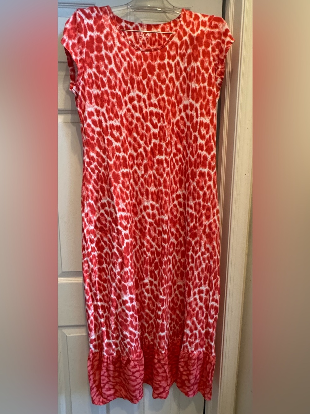 NWOT Denim & Company Red & White Animal Print Maxi Dress